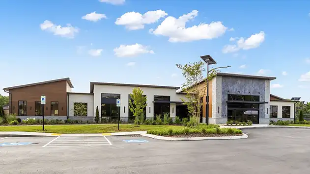 Freedom 55+ Active Adult Village Amenity Center Aerial View Rendering at Nexus Gallatin Tennessee