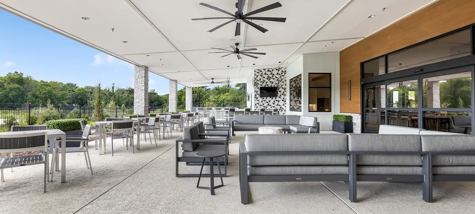 Freedom Amenity South Village Active Adult Amenity Center Clubhouse Poolside Patio in at Nexus in Gallatin Tennessee