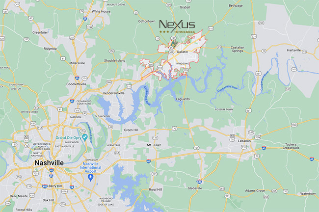 Nexus Regional Locator Map Sm Gallatin Nashville Tennessee 